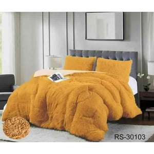 Aladdins Shop - Cobertor De Invierno Peludo Con Chiporro 2 Plazas Color Amarillo Mostaza