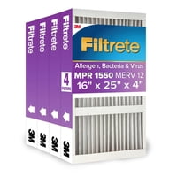 Filtro De Aire Hvac Filtrete Mpr 1550 Merv 12 40X62X10 Cm Paquete De 4