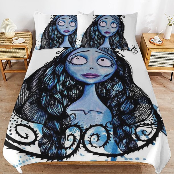 Corpse Bride Duvet Cover Set, 3 Piece Bedding Set Decorative Comforter Cover Set