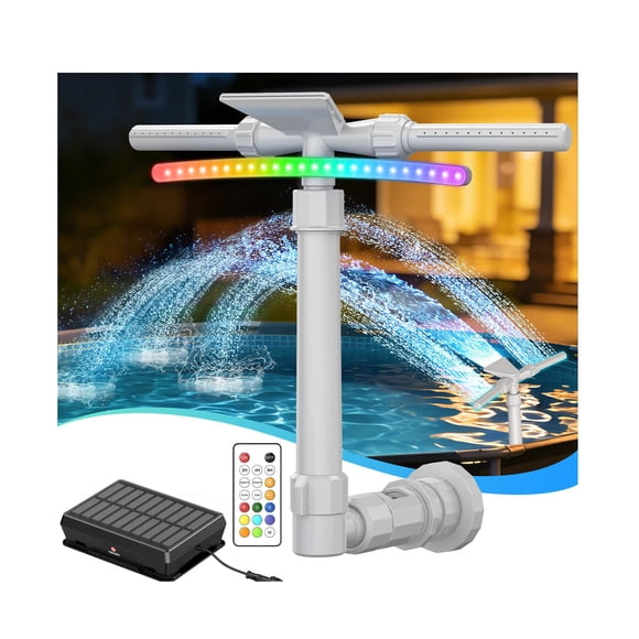 Fuente para piscina Mooroer solar con LED y control remoto de doble cabezal