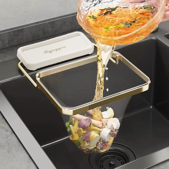 Canastilla plegable para coladera de cocina con 100 bolsas desechables