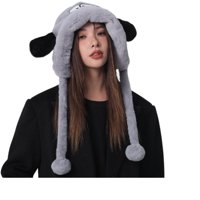 Mh - Gorro De Felpa Con Diseño De Perro Con Orejas, Kawaii Color Gris