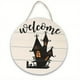 thumbnail image 5 of Halloween Wooden Doorplate Hanger New Pumpkin Black Cat Ghost House Bat Party Scene Decoration, 5 of 5