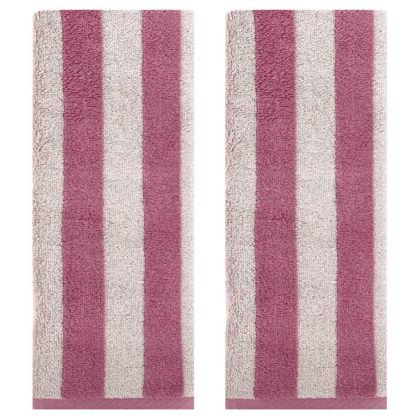 REGALWOVEN Juego de Toallas de Mano de Algodón a Rayas, Toallas de Mano Suaves y Absorbentes para Baño, Camping, Gimnasio, Hotel Púrpura 13" x 29" -2 Piezas