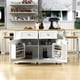 thumbnail image 1 of 48 inch Kitchen Island with Drop Leaf,Power Outlet,Internal Storage Rack,Rolling Kitchen Storage Cart on 5 Wheels with 5 Open Side Racks for Kitchen,White (Old SKU N707P257057W)(Not Include Stools), 1 of 3