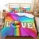 thumbnail image 2 of Rainbow Flag Love Wins Pride LGBT Quilt Duvet Cover Set Bedspread Double3-Piece Bedding Set, 2 of 5