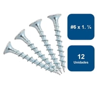 Rukafe Basics - Tornillo Yeso Cartón Zincado Hilo Grueso #6 X 1.1/4"" 12Un.
