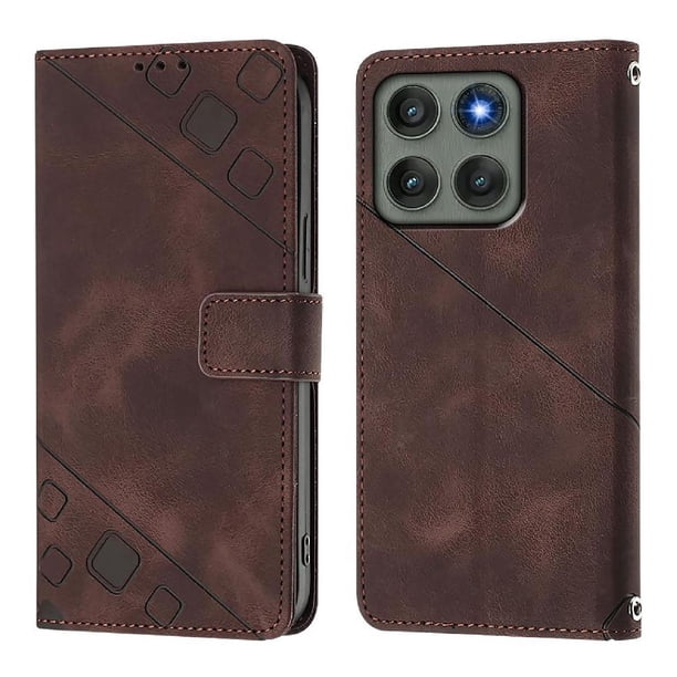 Funda Cartera para Motorola Edge 60 Pro con Soporte y Ranuras, Resistente a Golpes y Rayones Marrón