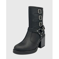 Danicolle Calzado - Bota Para Mujer, Negro, Cuadruple Correa Danicolle