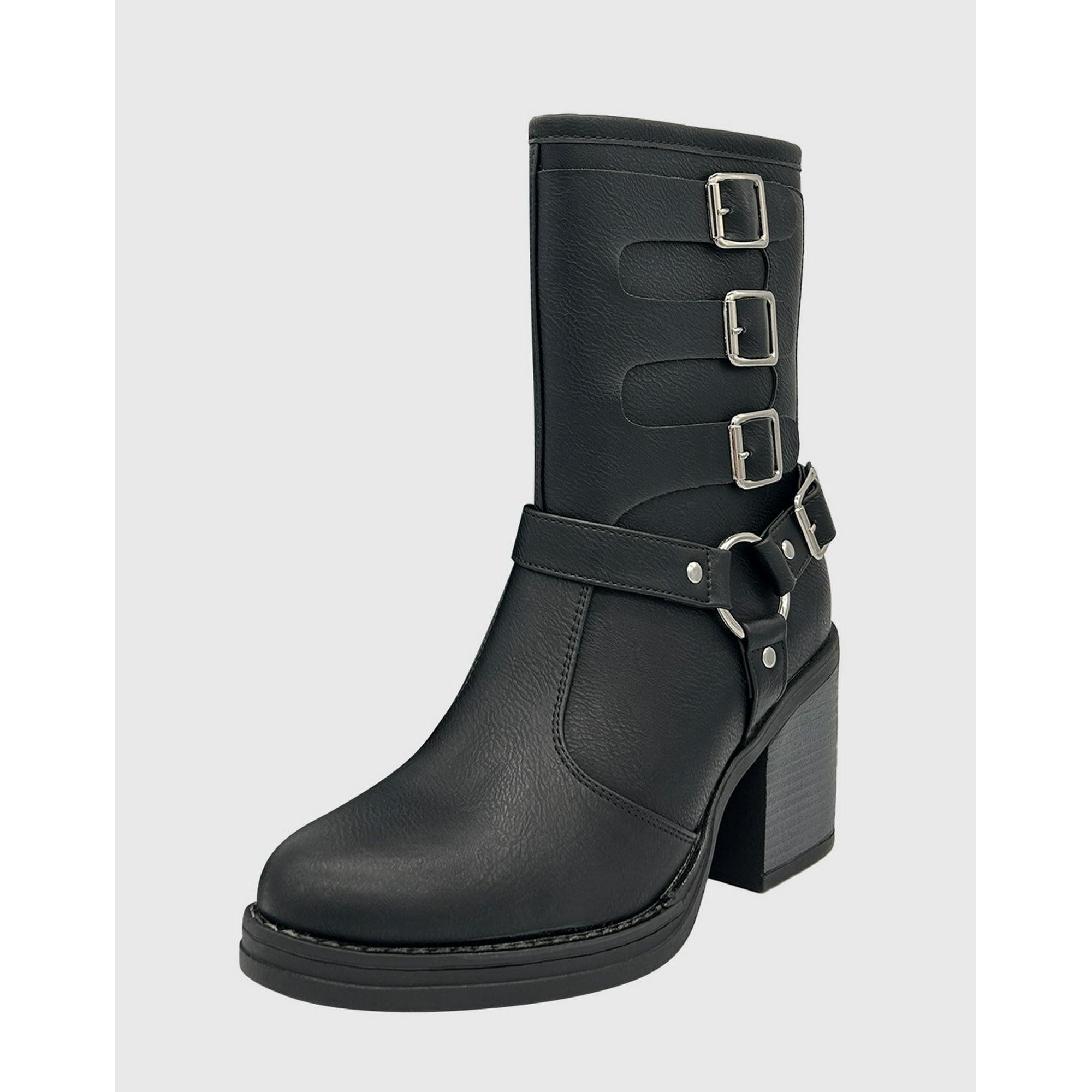 Danicolle Calzado - Bota Para Mujer, Negro, Cuadruple Correa Danicolle