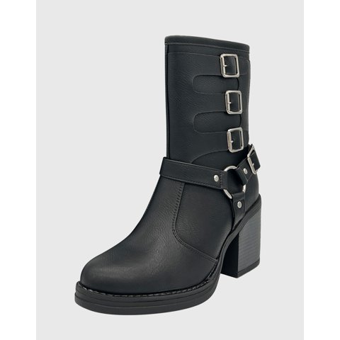 Danicolle Calzado - Bota Para Mujer, Negro, Cuadruple Correa Danicolle