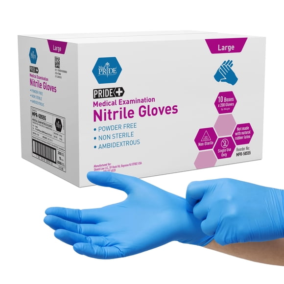 Guantes para exámenes médicos Medpride Nitrile Large Blue x2000