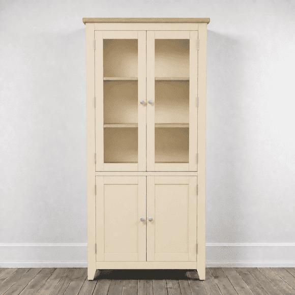 Vitrina "Perry" de Madera con Vidrio Vitrina Artesanal de Pino - Beige - 80x35x180 cm