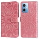 thumbnail image 1 of Funda tipo cartera FOXDOCK para Xiaomi Poco X5 , diseño girasol en relieve, cuero PU, cierre magnético, soporte y tarjetero, 1 of 5