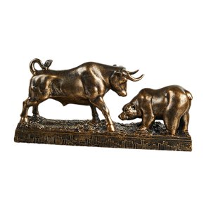 Bothyi - Estatua De Oso Y Toro, Decoración De Mesa Para Bibliotecas, Versátil Color Bronce