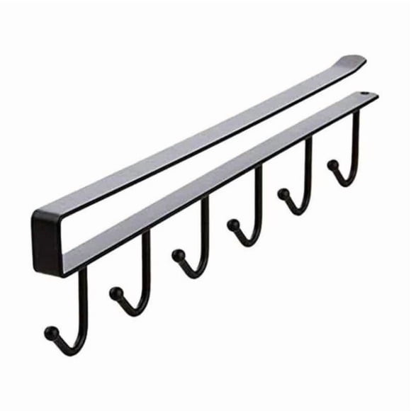 Soporte De Metal Negro, Colgador Cocina Ganchos Organizador Negro Liso