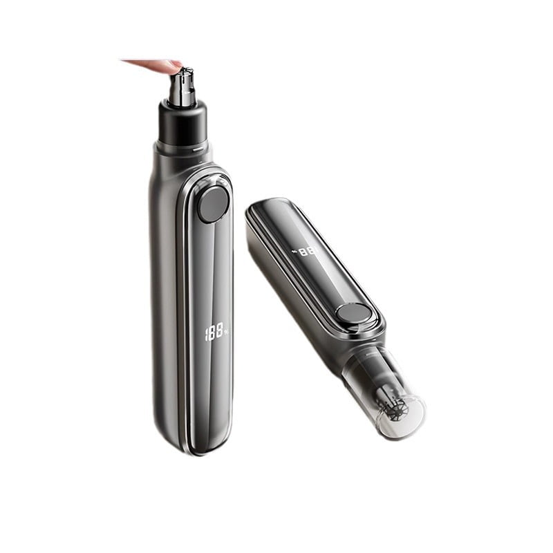 Xusx111 - Cortador De Pelo De Oído Y Nariz Con Pantalla Led Para Hombres Y Mujeres - Cortador De Pelo De Ceja Y Nariz Profesional Indolor, Usb Recargable, Hojas De Doble Borde Para Corte Más Suave Gri