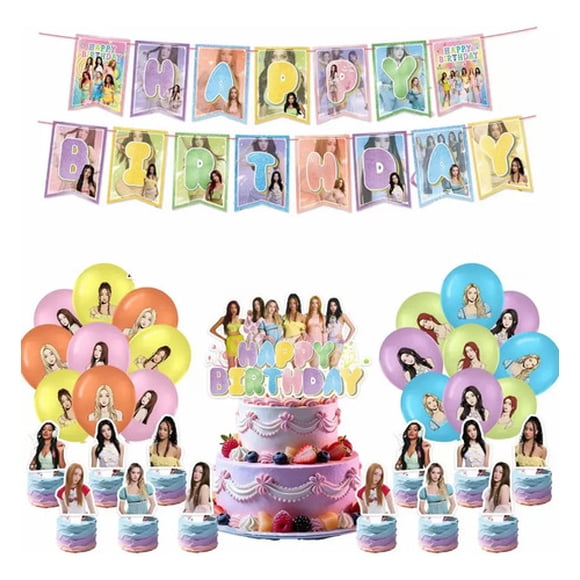 Kit De Cumpleaños Katseye K-pop Decoración Fiesta 58 Piezas