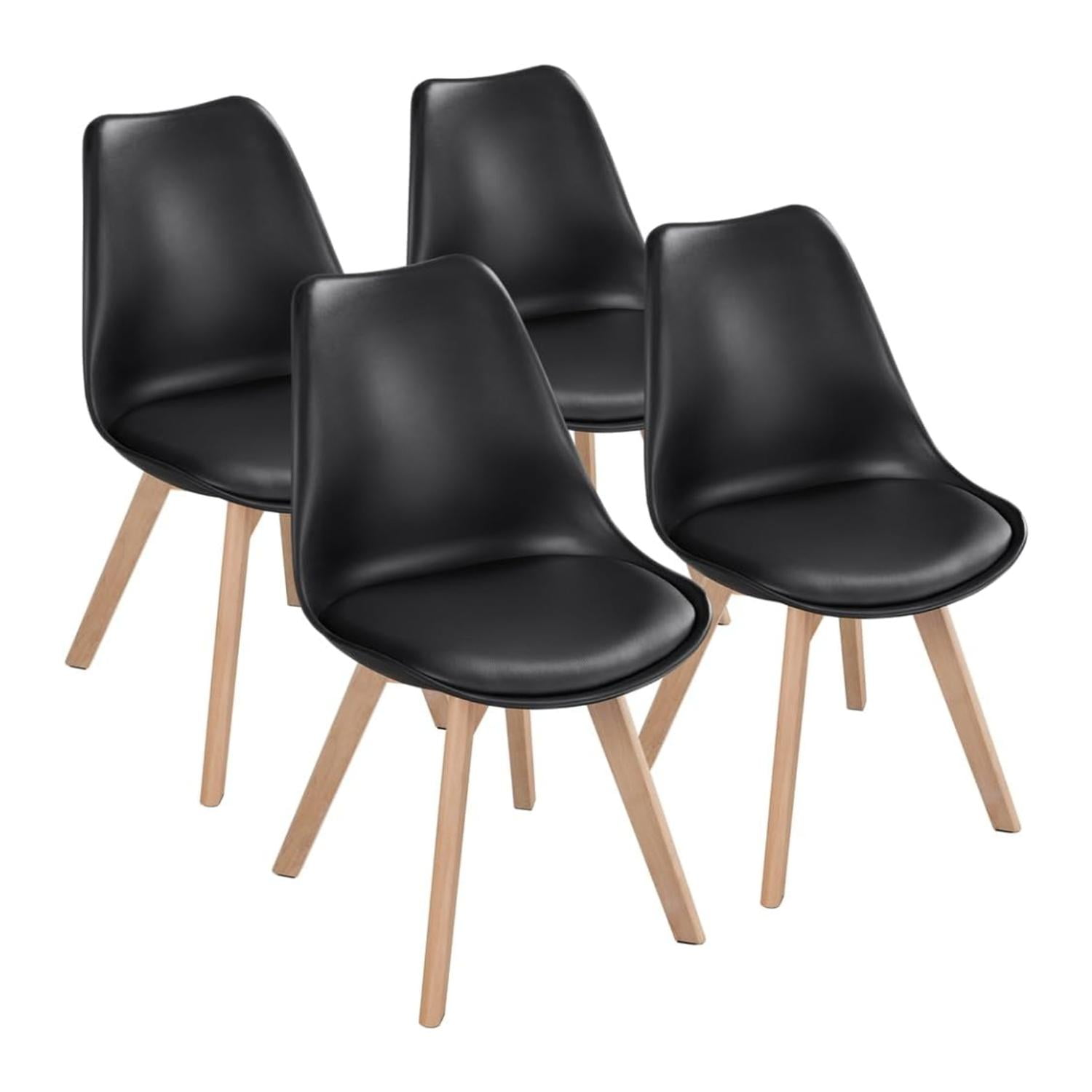 Pandalino - Pack 4 Tulip Negras Acolchadas | Diseño Moderno Negro