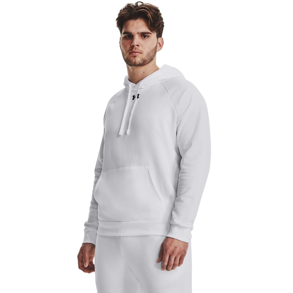 Sudadera Con Capucha Under Armour Hombre Rival Fleece 3x-large Blanca / Negra