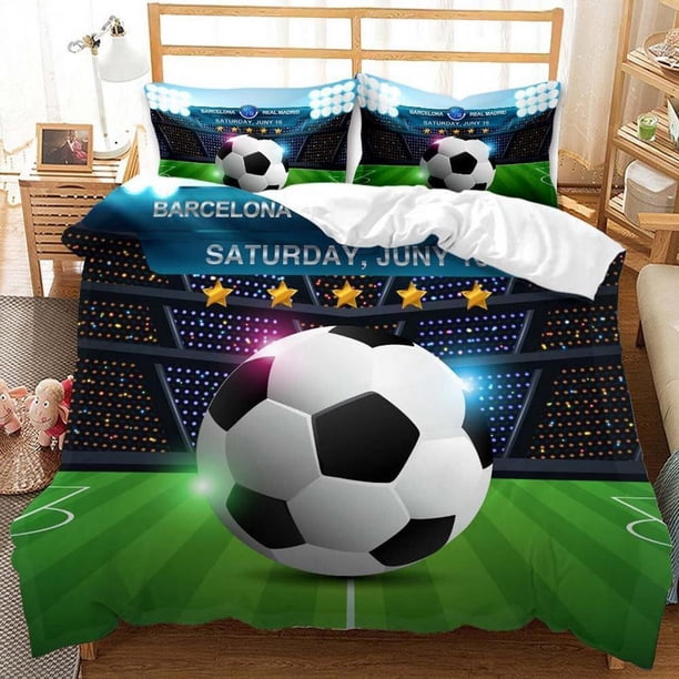 Football Sports Quilt Duvet Cover Set Soft Pillowcase Super 3-Piece Bedding Set