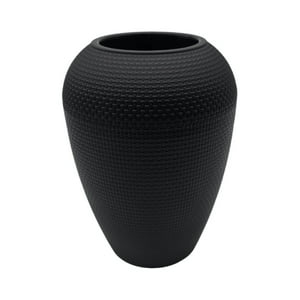 Fliperex - Macetero Plastico Redondo Ovalado Moderno Con Textura M Negro