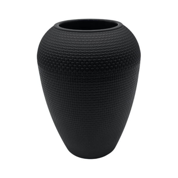 Macetero Plastico Redondo Ovalado Moderno Con Textura M negro