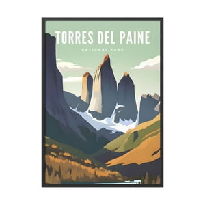Creango - Cuadro Poster Enmarcado Torres Del Paine Chile Decorativo