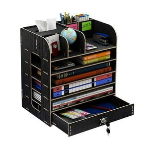 Sohogar - Organizador De Escritorio Multiuso De Madera Negro