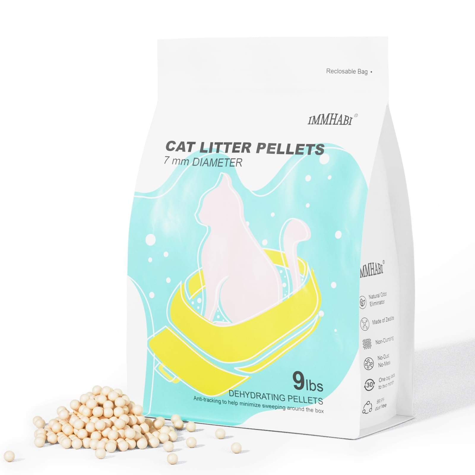 Pellets De Arena Para Gatos Immhabi De 4,08 Kg Para Caja De Arena De Doble Capa