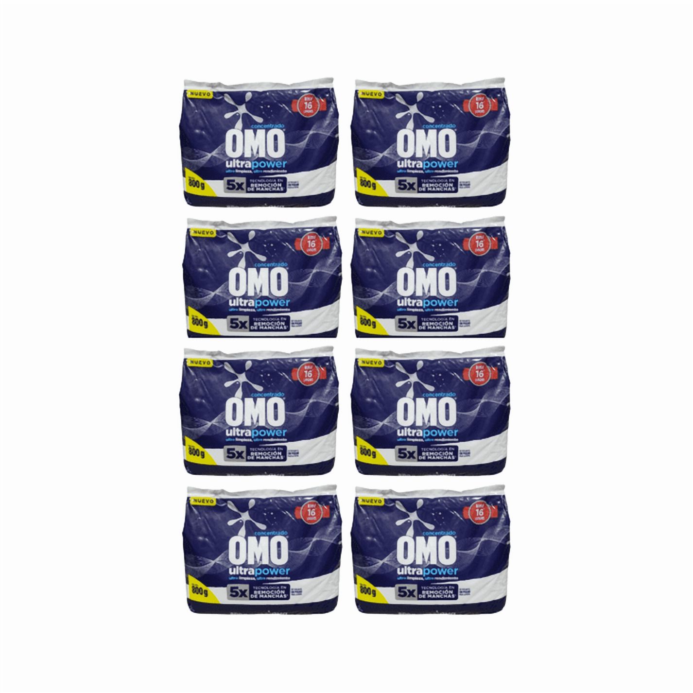 Pack 8 Unidades Detergentes En Polvo Omo Ultrapower
