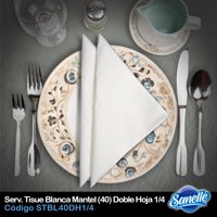 Sanelle - Servilleta Tisue Blanca 40 Mantel Doble Hoja Doblada 1 4 Caja 2000 Unidades