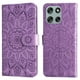 thumbnail image 3 of Funda tipo cartera FOXDOCK para Motorola Moto G56 , diseño girasol en relieve, cuero PU, cierre magnético, soporte y tarjetero, 3 of 5