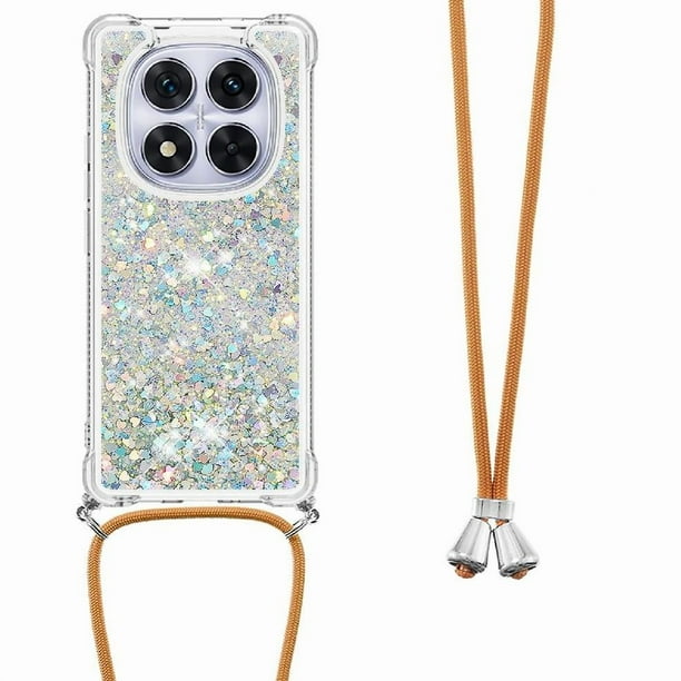 Funda FOXDOCK para Xiaomi Redmi Note 14 Pro 5G con Cuerda Ajustable, Brillo Líquido, Protección Antigolpes y Lente – Ideal para Regalo