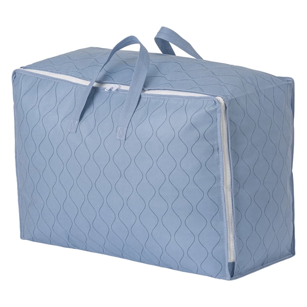 1 Pcs Almacenamiento de Ropa, Bolsa de Almacenamiento Plegable, Bolsa de Mudanza Ondulada para Organizar Edredones, Organizador de Armario y Almacenamiento con Asas Azul 20.5*7.5*13in