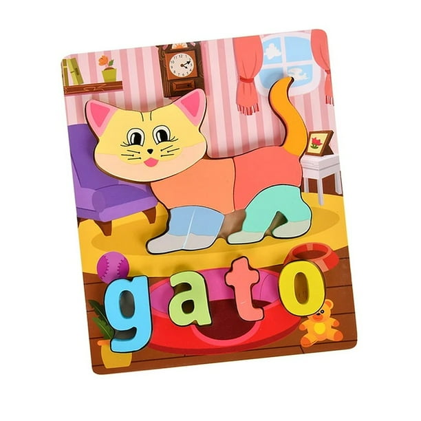 Puzzle Encaje Madera Letra Dibujo Rompecabeza Didactico