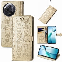 Funda Cartera Foxdock Para Tcl 60 , Flip Pu Con Relieve De Gatos Y Perros, Tarjetero Y Soporte