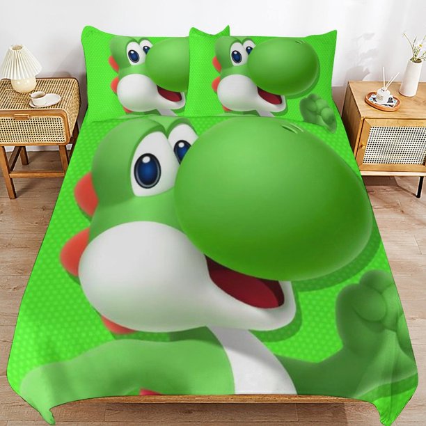 Super Mario 3-Piece Comforter Set for Bedroom Super Mario Bedding Set for Kids Adults Soft Microfiber Duvet Cover Set with Zipper Closure