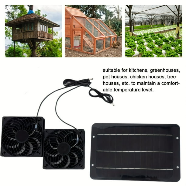 Solar Powered Electric Ventilator, 10W/12V Dual Fan, Suitable For Small Chicken House, Greenhouse, Shed, Pet House, Window Exhaust Pipe