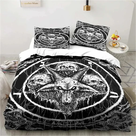 Satanic Satan Devil Bedding Set Boys Girls Size Duvet Cover Pillowcase Bed Kids Adult Fashion Home Textileextile Bed Sheets