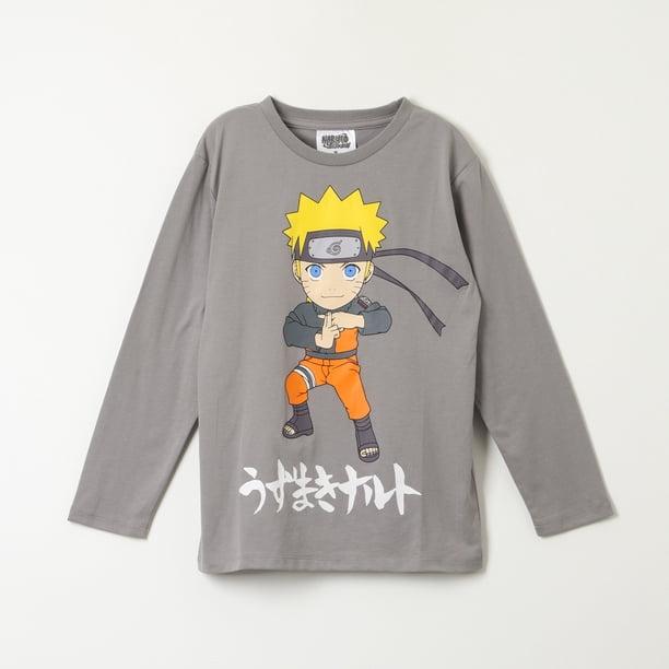 Polera Manga Larga Niño Jutsu Gris Naruto
