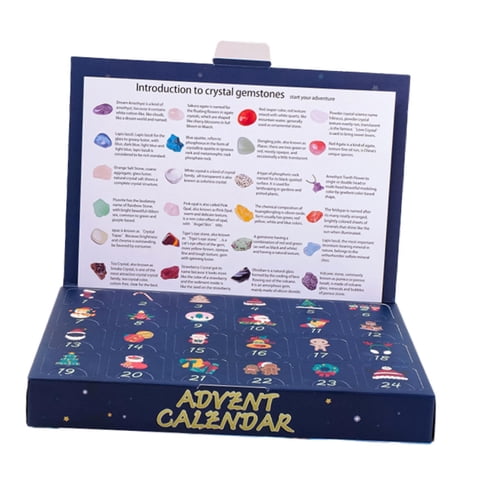 Magideal - Calendario De Adviento 2024: 24 Días Con 24 Piedras, Regalo De Navidad, Aprendizaje Educativo Piedra Rodante Cruda