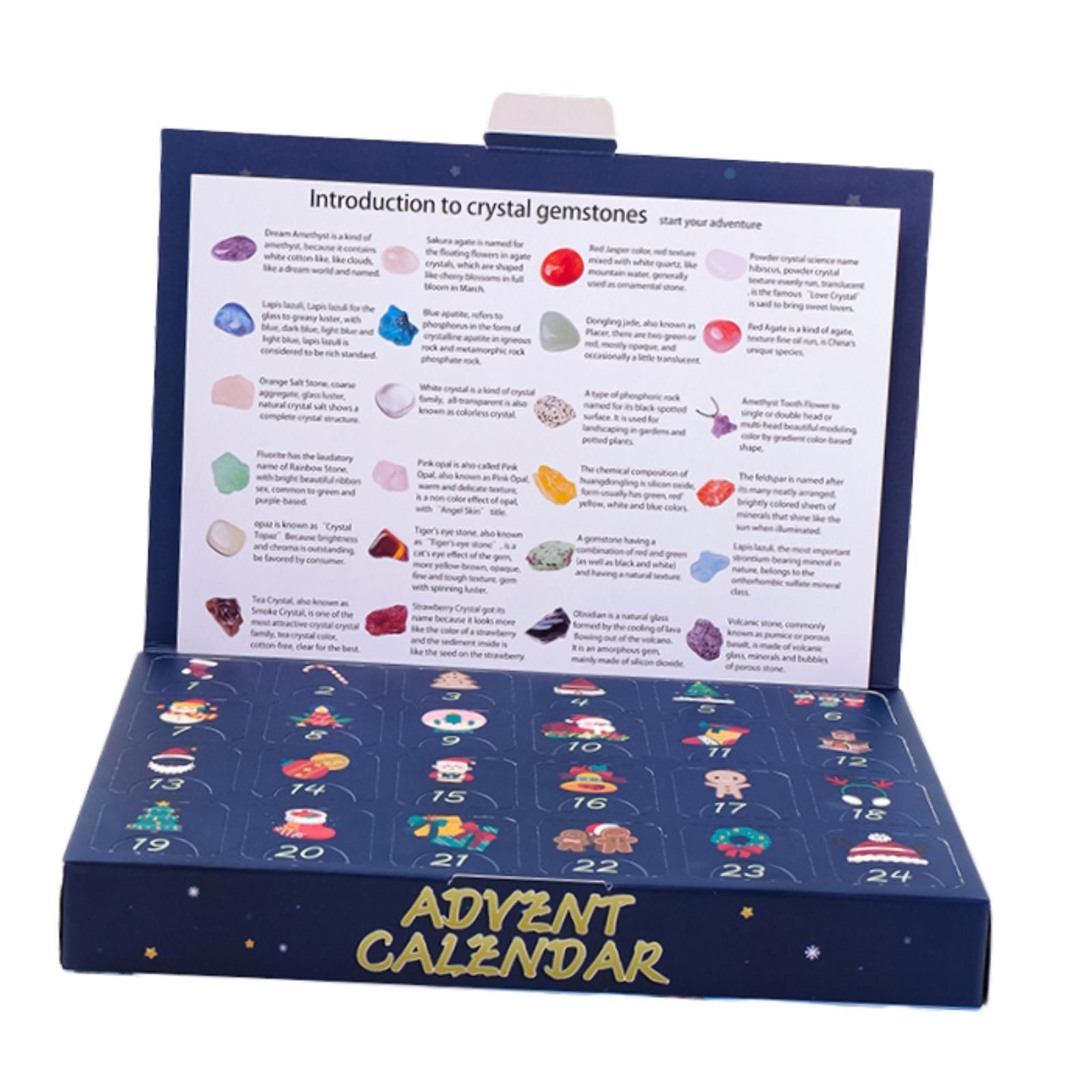 Magideal - Calendario De Adviento 2024: 24 Días Con 24 Piedras, Regalo De Navidad, Aprendizaje Educativo Piedra Rodante Cruda