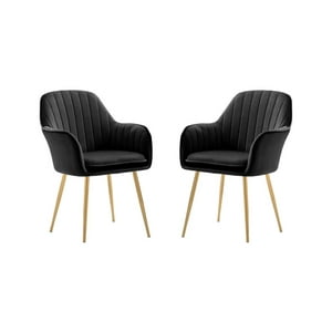 Habita2 Chile - Pack 2 Poltronas Sitial Murano Con Patas Doradas - Negro