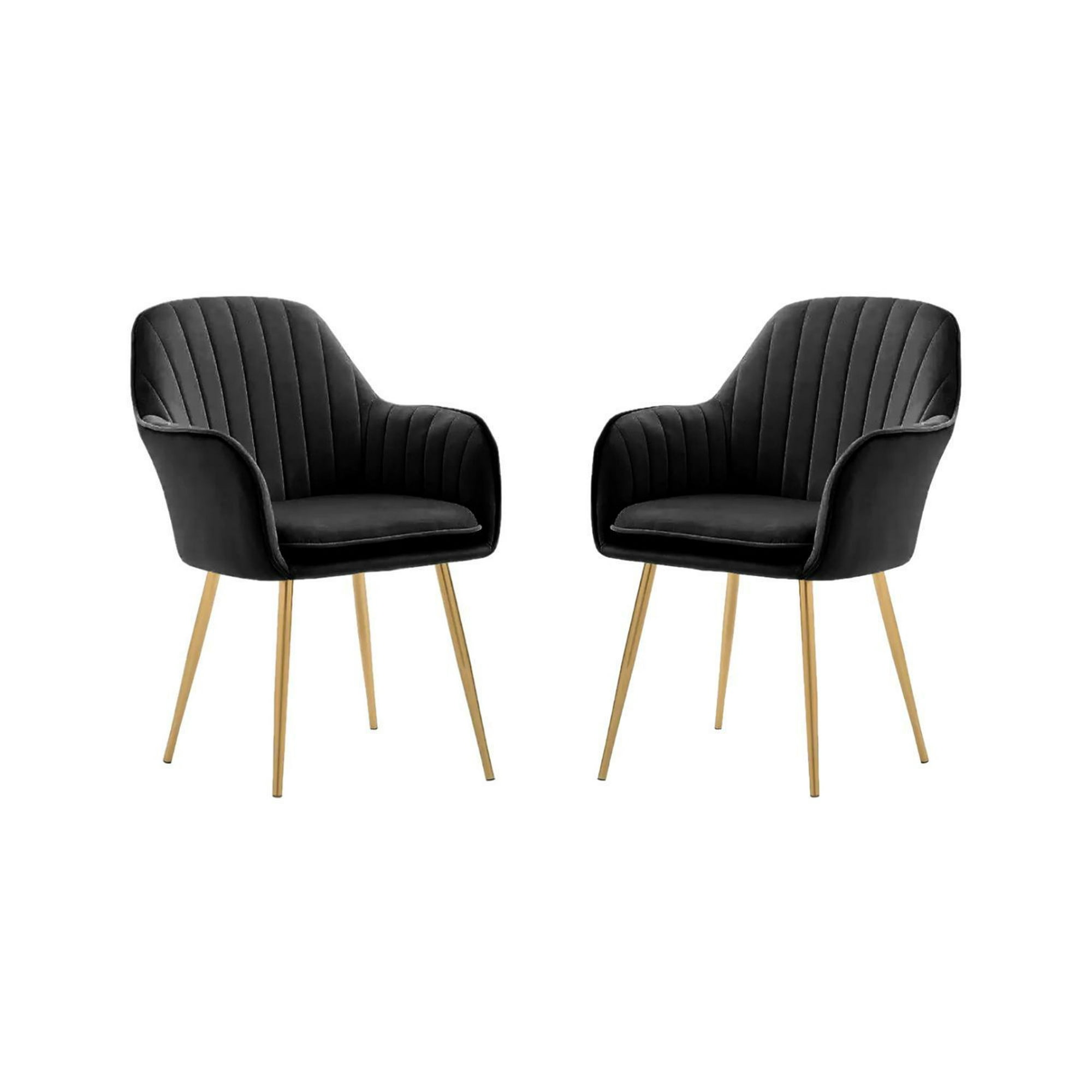 Habita2 Chile - Pack 2 Poltronas Sitial Murano Con Patas Doradas - Negro