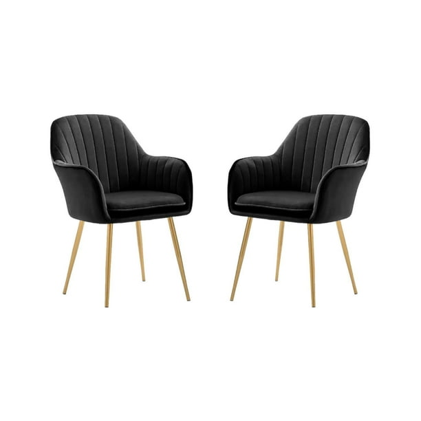 Pack 2 Poltronas Sitial Murano Con Patas Doradas - Negro