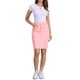 thumbnail image 2 of INSPIRE CHIC Falda de Mezclilla para Mujer Cintura Alta Dobladillo Desgastado Falda Corta de Jean Rosa S, 2 of 6