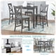 thumbnail image 3 of 5 Piece Dining Table Set, Wooden Dining Square Table Set for 4, Counter Height Kitchen Table Set with Square Table and 4 Upholstered Chairs for Small Space, Gray, 3 of 3