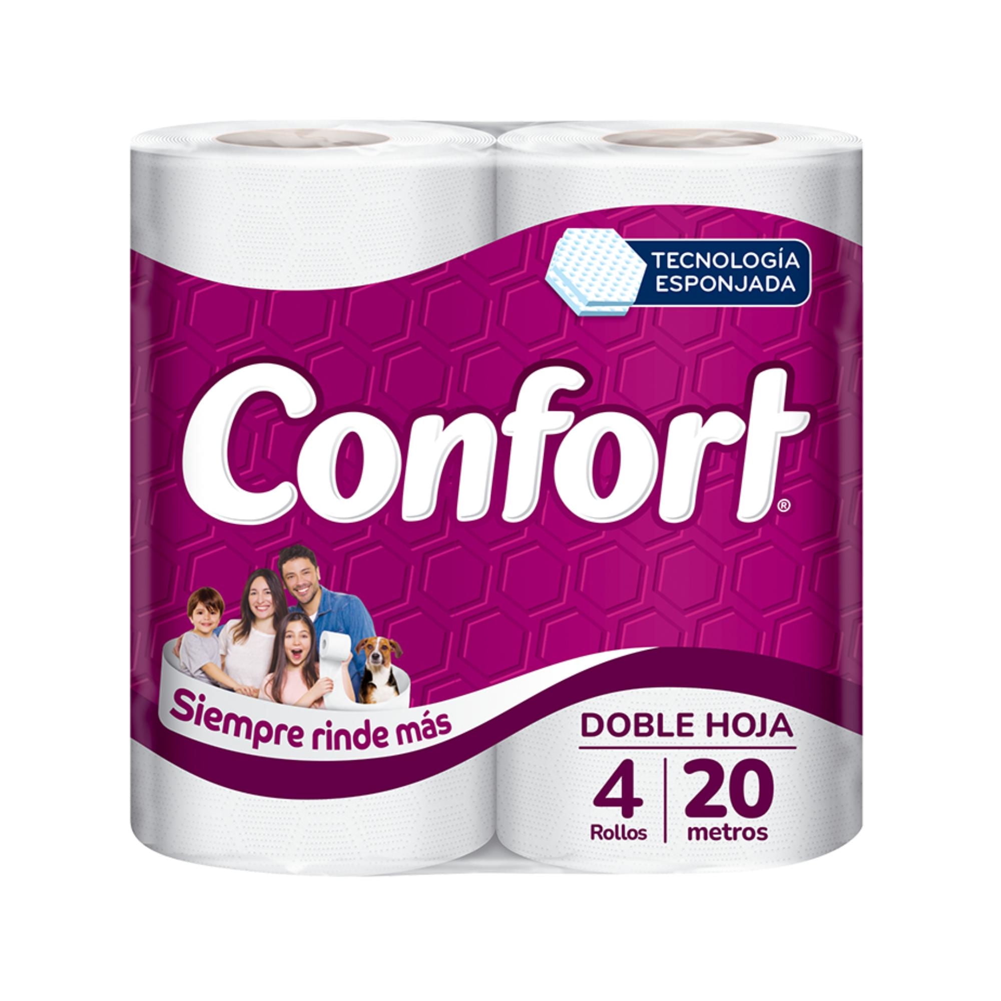 Papel Higiénico Doble Hoja 20 Metros 4 Un Confort