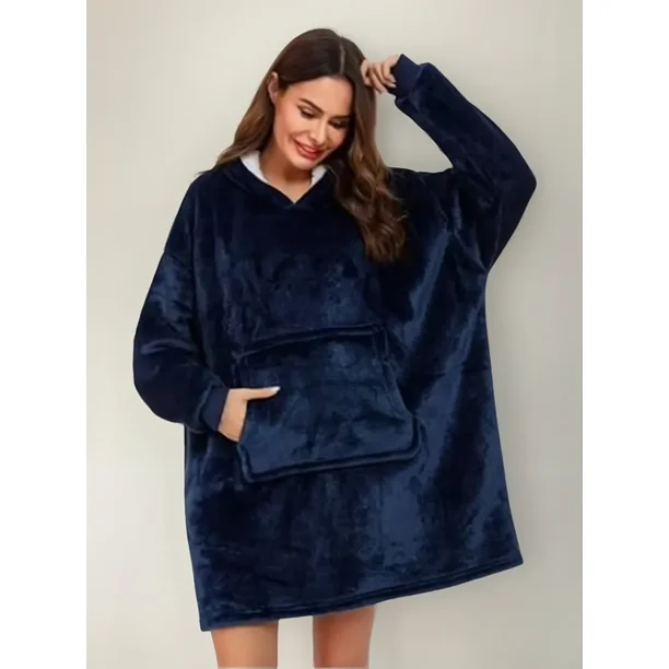 Maxi Poleron Sherpa Bata Manta Capucha. Frazada Invierno
